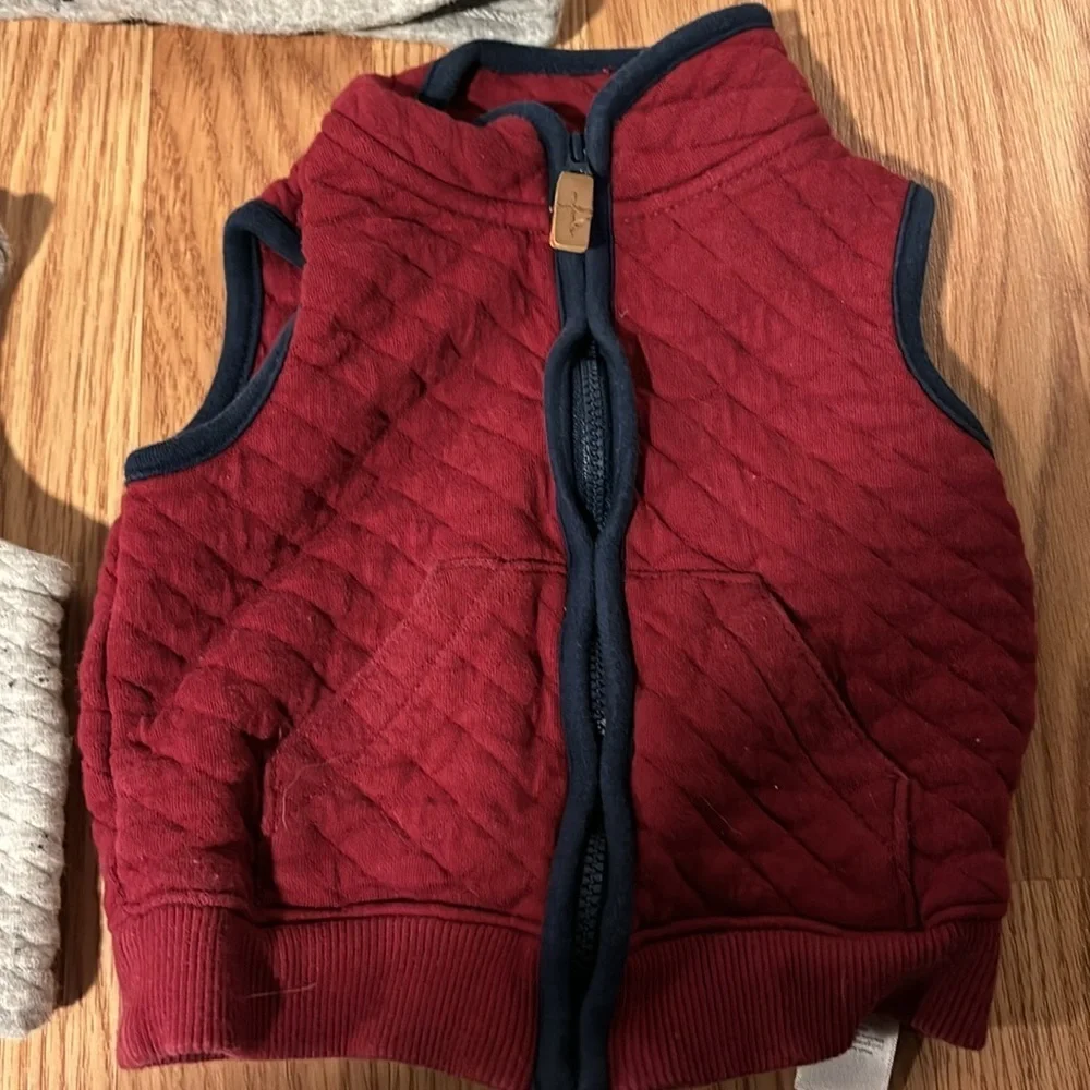 9 months baby Vests- 2 gray and one red. Warm and super cute!